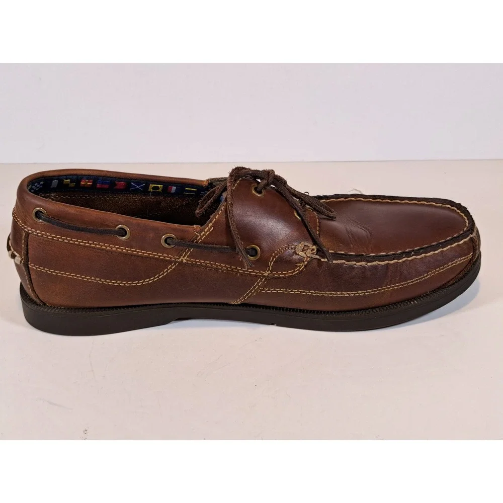 Timberland Mens Brown Leather Boat Shoes‎ Nautical Signal Flag Lining Loafers 12